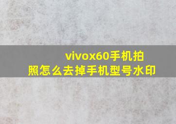 vivox60手机拍照怎么去掉手机型号水印