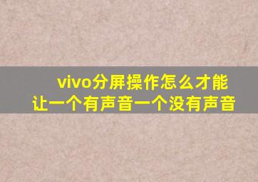 vivo分屏操作怎么才能让一个有声音一个没有声音