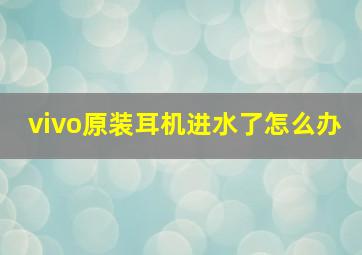 vivo原装耳机进水了怎么办