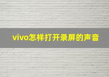 vivo怎样打开录屏的声音