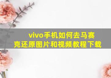 vivo手机如何去马赛克还原图片和视频教程下载