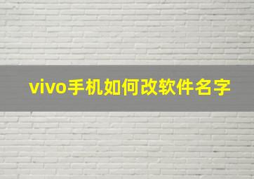 vivo手机如何改软件名字