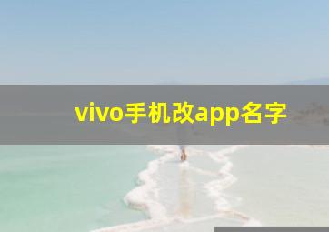 vivo手机改app名字