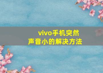 vivo手机突然声音小的解决方法