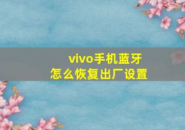 vivo手机蓝牙怎么恢复出厂设置