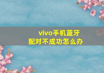 vivo手机蓝牙配对不成功怎么办