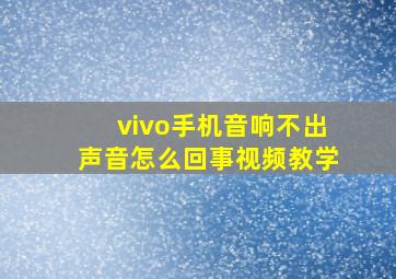 vivo手机音响不出声音怎么回事视频教学