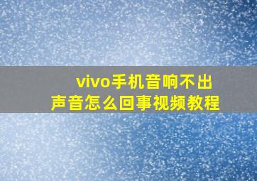 vivo手机音响不出声音怎么回事视频教程