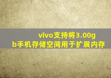 vivo支持将3.00gb手机存储空间用于扩展内存