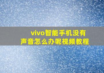 vivo智能手机没有声音怎么办呢视频教程