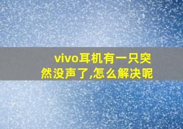 vivo耳机有一只突然没声了,怎么解决呢