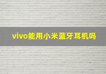 vivo能用小米蓝牙耳机吗