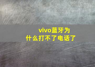 vivo蓝牙为什么打不了电话了