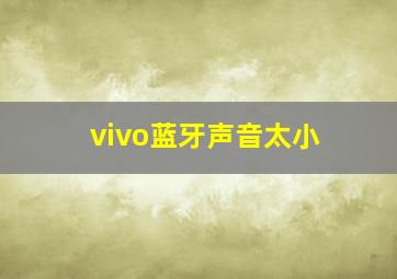 vivo蓝牙声音太小