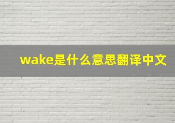 wake是什么意思翻译中文