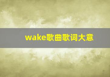 wake歌曲歌词大意