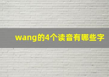 wang的4个读音有哪些字