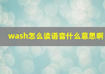 wash怎么读语音什么意思啊