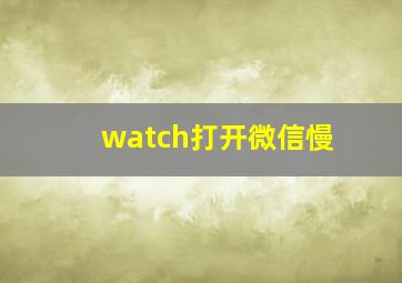 watch打开微信慢