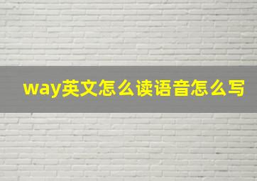 way英文怎么读语音怎么写