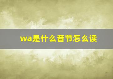 wa是什么音节怎么读