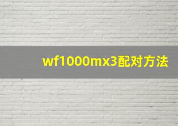 wf1000mx3配对方法