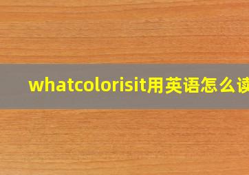 whatcolorisit用英语怎么读