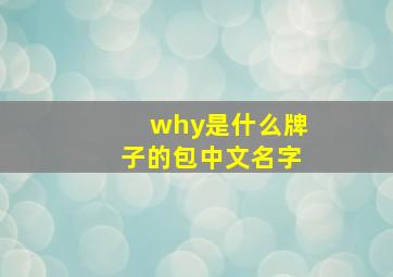 why是什么牌子的包中文名字