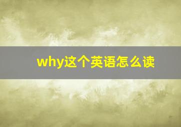 why这个英语怎么读