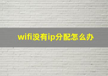 wifi没有ip分配怎么办