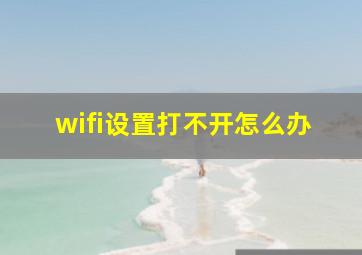 wifi设置打不开怎么办