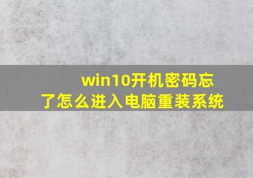 win10开机密码忘了怎么进入电脑重装系统