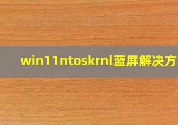 win11ntoskrnl蓝屏解决方法