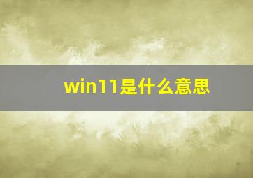 win11是什么意思