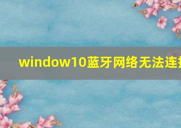 window10蓝牙网络无法连接