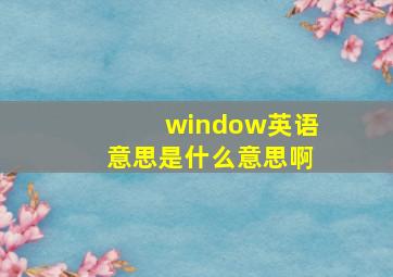 window英语意思是什么意思啊