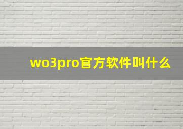 wo3pro官方软件叫什么