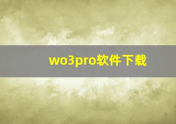 wo3pro软件下载