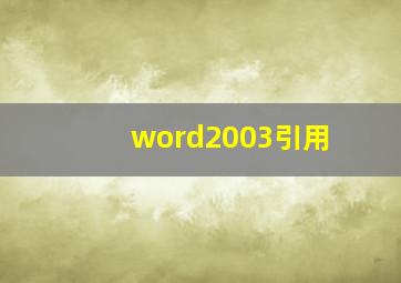 word2003引用