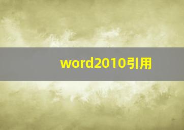 word2010引用