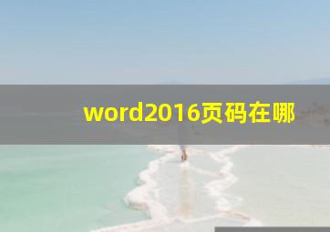 word2016页码在哪