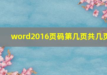 word2016页码第几页共几页