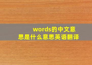 words的中文意思是什么意思英语翻译