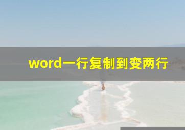 word一行复制到变两行