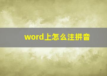 word上怎么注拼音