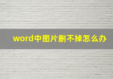 word中图片删不掉怎么办