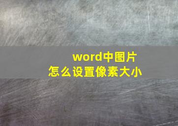 word中图片怎么设置像素大小