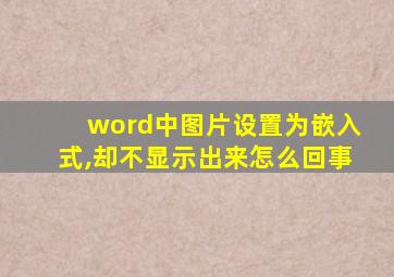 word中图片设置为嵌入式,却不显示出来怎么回事