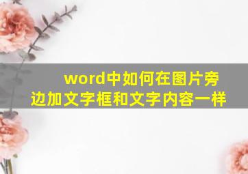 word中如何在图片旁边加文字框和文字内容一样