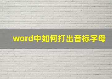 word中如何打出音标字母